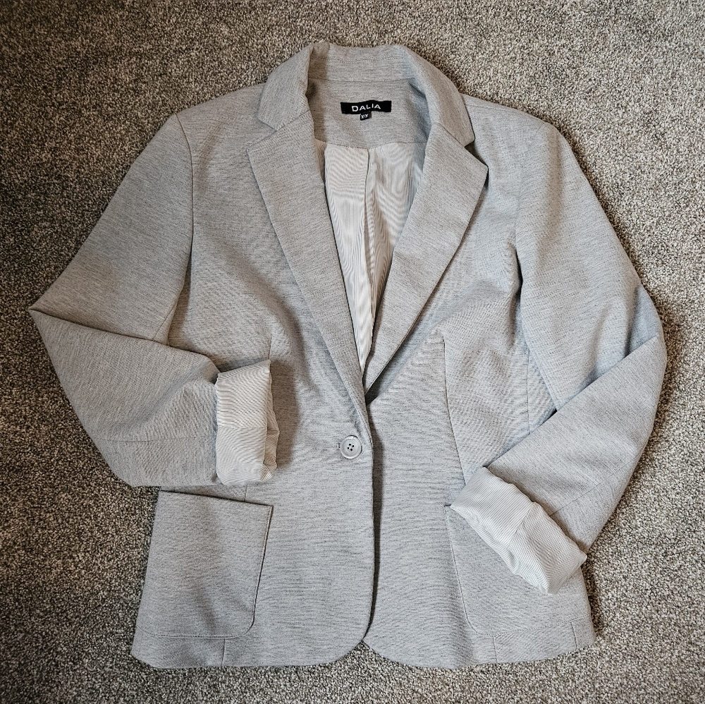 Dalia Stretch Blazer One Button Grey Medium With Pockets